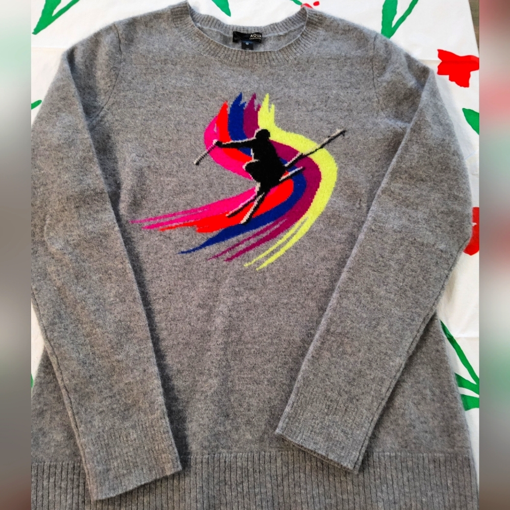 AQUA Cashmere Ski Jumper Crewneck Sweater